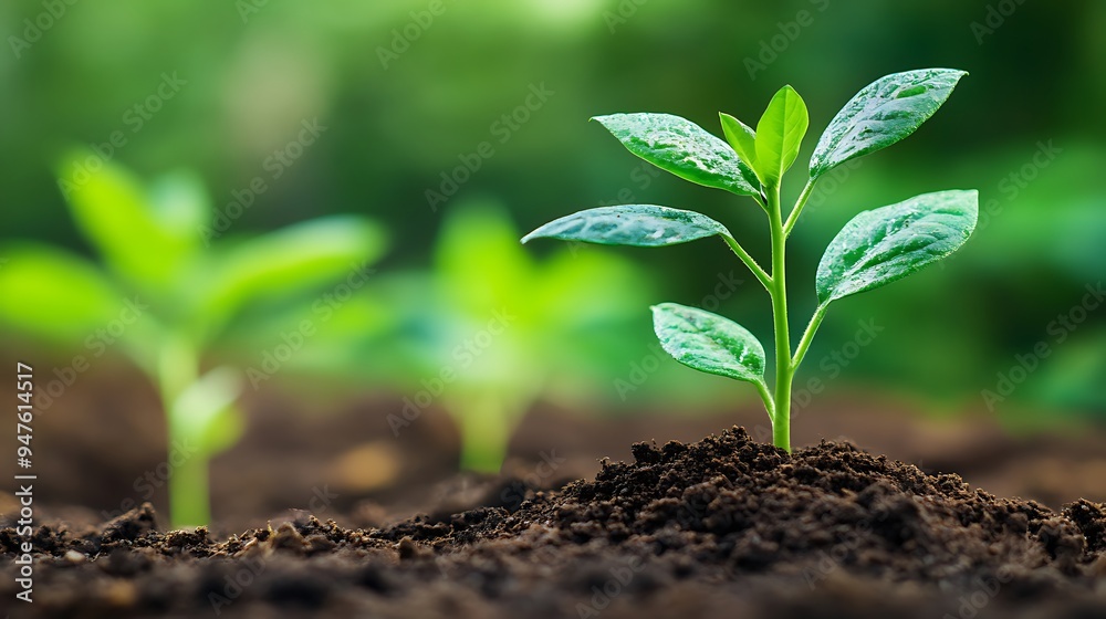 Green Plant Sprout Growing in Soil Green Plant Sprout Growing in Soil