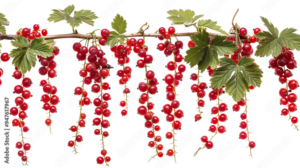 Bunch of redcurrants hanging from a branch Bunch of redcurrants hanging from a branch