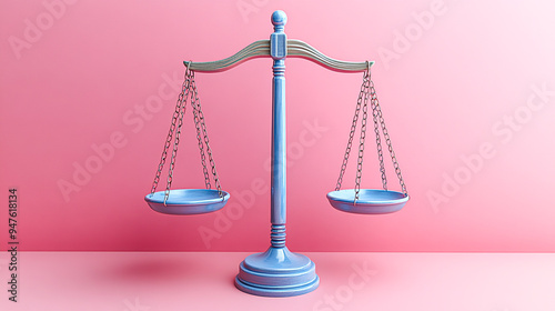 Social Inequality Symbolized by Tilted Scales of Justice photo