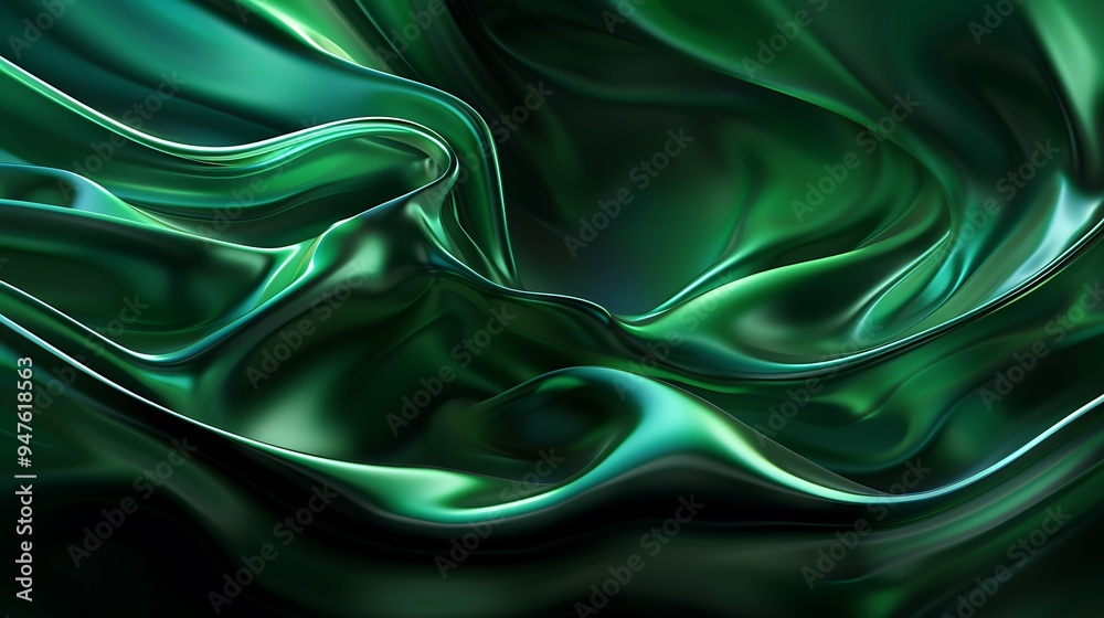 Obraz premium Abstract Green Waves
