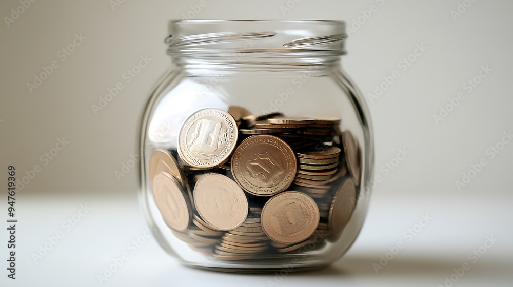 Glass Jar Filled with Israeli Shekels Glass Jar Filled with Israeli Shekels