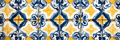 Vibrant and colorful Spanish or Portuguese Azulejo ceramic tile pattern