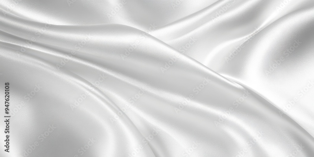 Closeup of rippled white satin fabric texture background. Luxurious background design
Closeup of rippled white satin fabric texture background. Luxurious background design