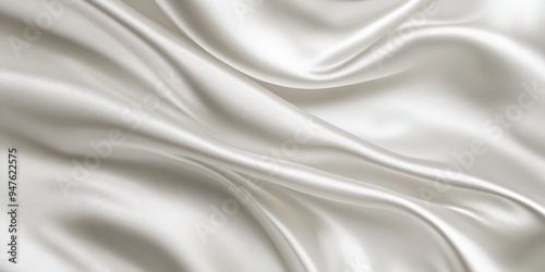 Closeup of rippled white satin fabric texture background. Luxurious background design
 photo
