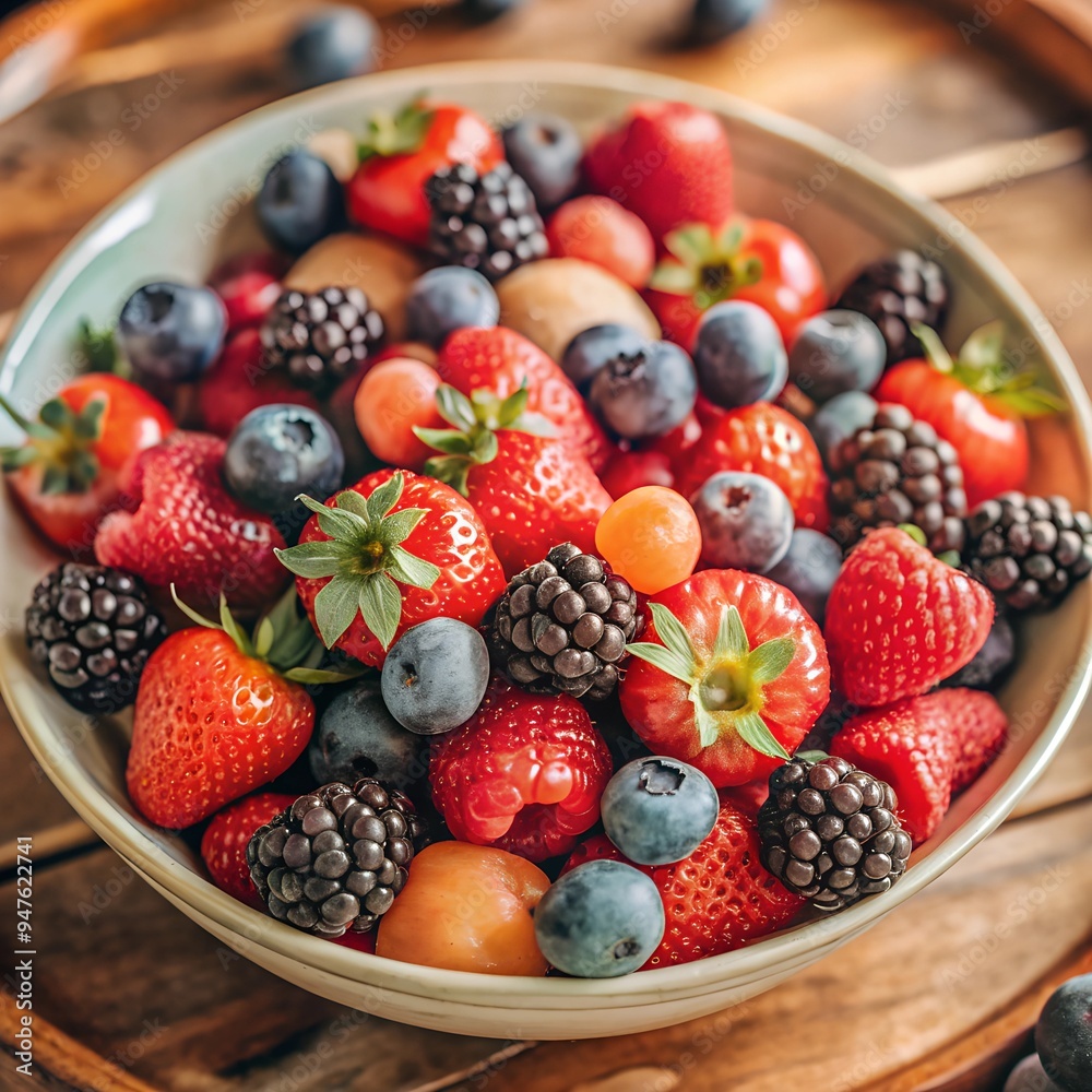 Fototapeta premium assortment of berries in a beautiful bowl