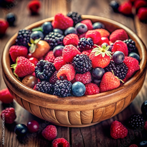 assortment of berries in a beautiful bowl