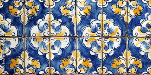 Vibrant and colorful Spanish or Portuguese Azulejo ceramic tile pattern