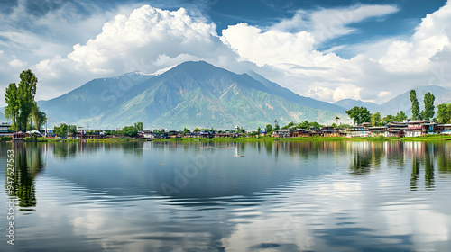  Dal Lake and the beautiful mountain range in the background