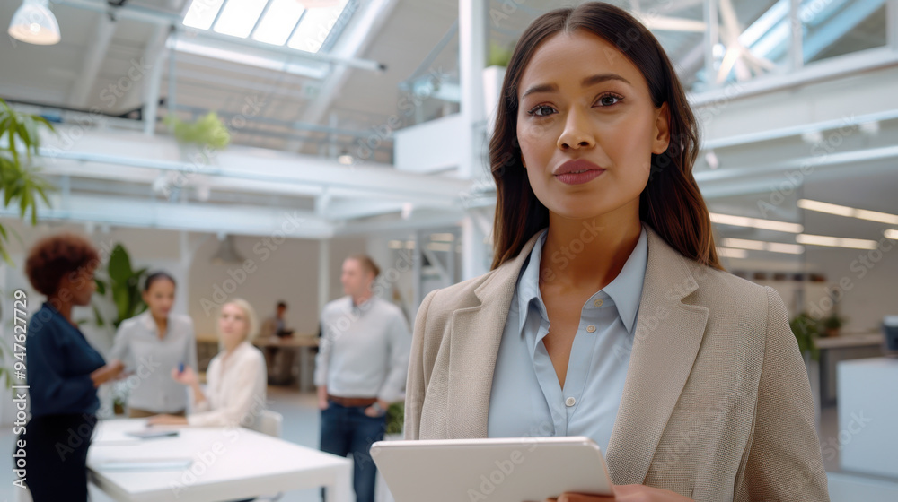 The businesswoman with tablet. The businesswoman with tablet.