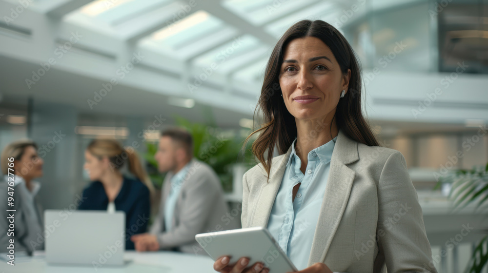 The businesswoman with tablet. The businesswoman with tablet.