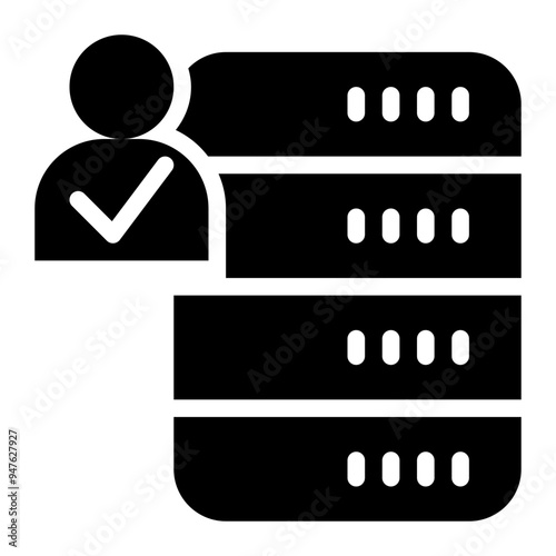 authentication, authorization, validation, user access, database solid or glyph icon