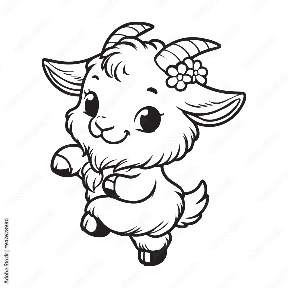 cute goat dancing vector art outline illustration cute goat dancing vector art outline illustration