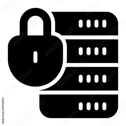 lock, prevent, security, locking, database solid or glyph icon