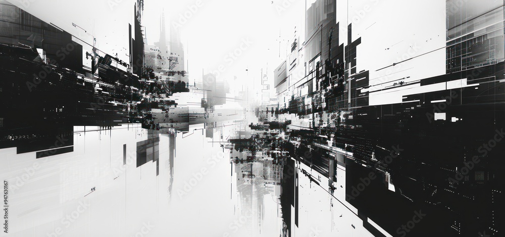 Obraz premium Abstract Cityscape in Black and White