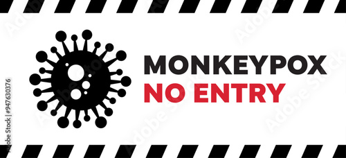Monkeypox virus cells outbreak wide medical banner. Monkey pox virus cells on white science background. Monkeypox microbiological wide background