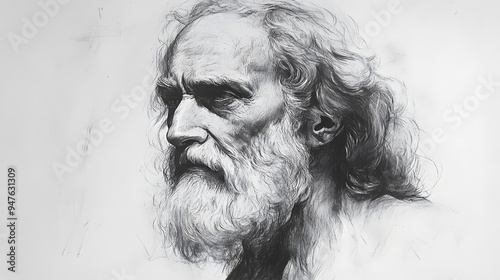 pencil sketch of Euripides - Famous for plays like Medea and The Bacchae. photo