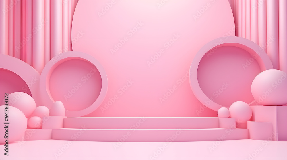 Modern pink background with Geometric shapes Modern pink background with Geometric shapes