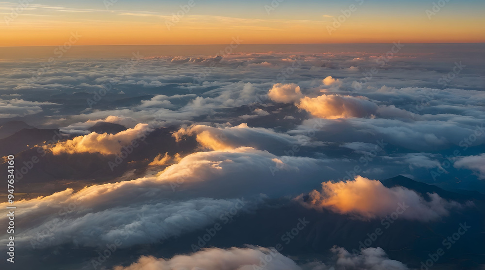 Aerial View of Mountains Bathed in Golden Sunset Light Aerial View of Mountains Bathed in Golden Sunset Light