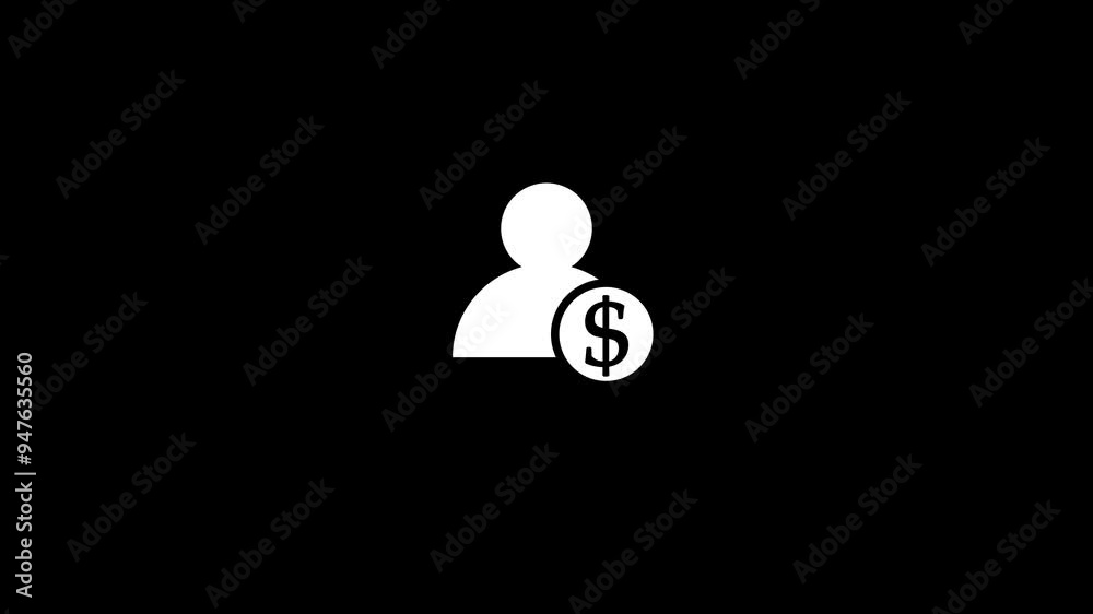 Person with a speech dollar sign animated. Person with a speech dollar sign animated.