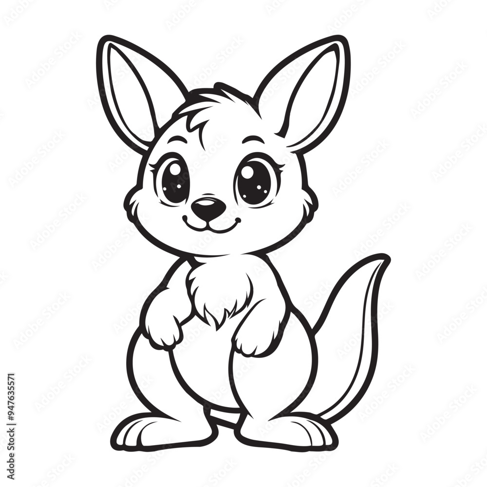 cute kangaroo vector art outline illustration cute kangaroo vector art outline illustration