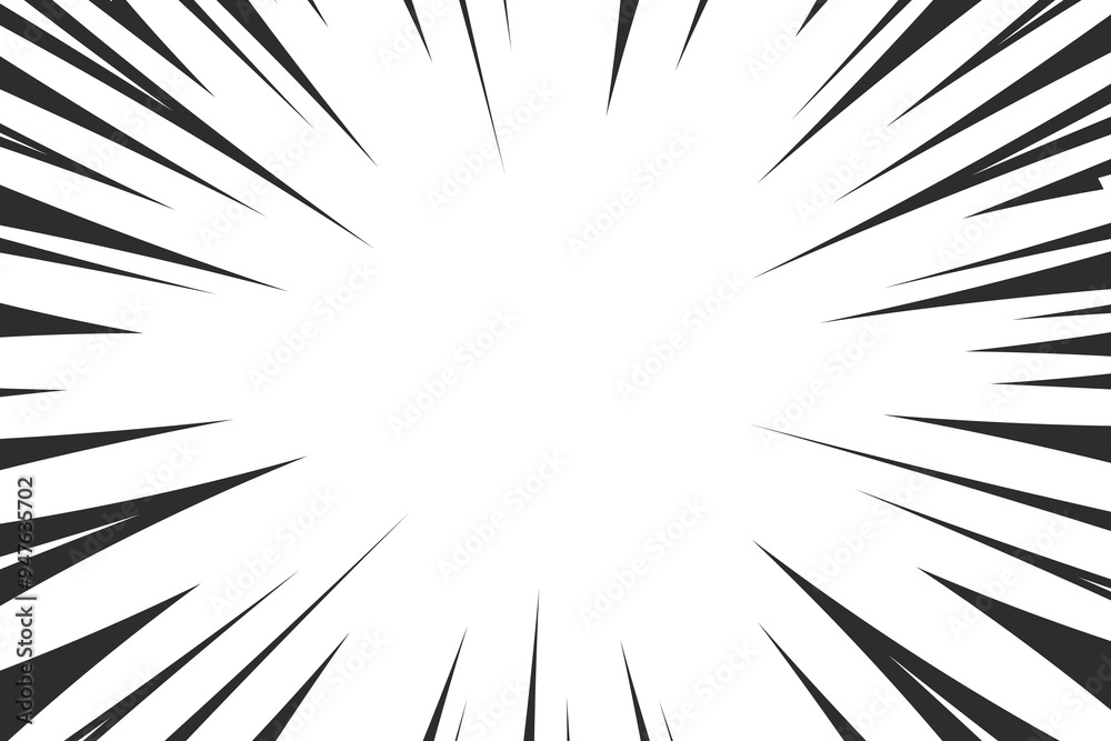 Obraz premium Black comic zoom lines background for manga art, magazines, advertising