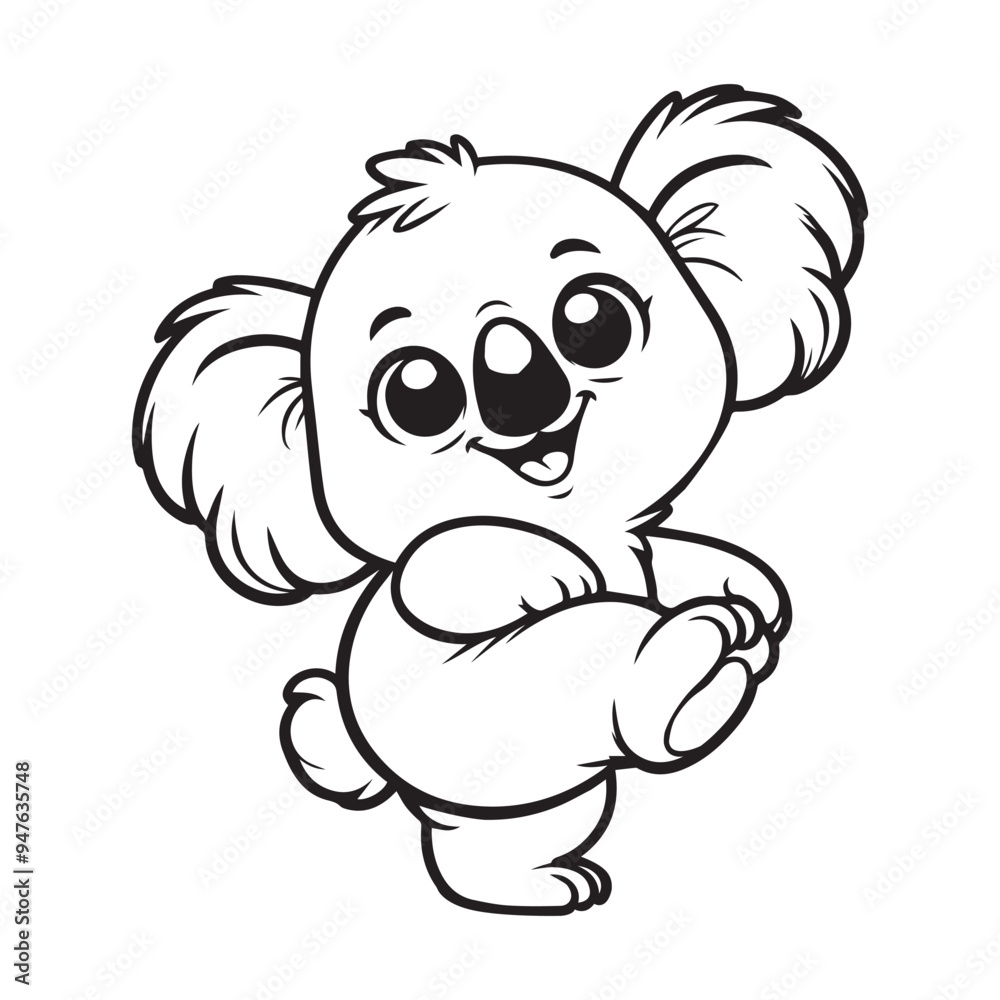 cute koala dancing vector art outline illustration cute koala dancing vector art outline illustration