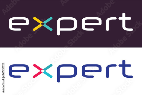 expert text logo vector, expert typography letter logo design template
