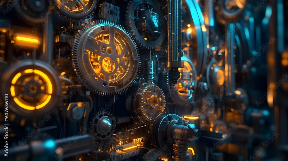 Steampunk inspired Time Machine with Intricate Gears and Glowing Tubes Steampunk inspired Time Machine with Intricate Gears and Glowing Tubes