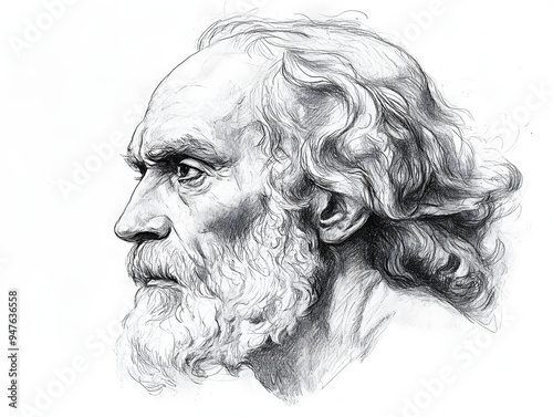 pencil sketch of Euripides - Famous for plays like Medea and The Bacchae.