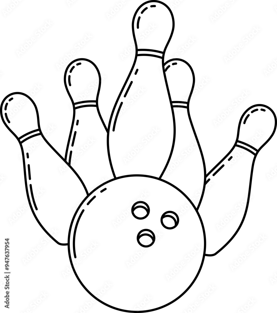 Fototapeta premium Bowling Ball and Pins Icon
