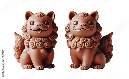 シーサー、狛犬、阿吽｜Shisa, Komainu, cut out photo