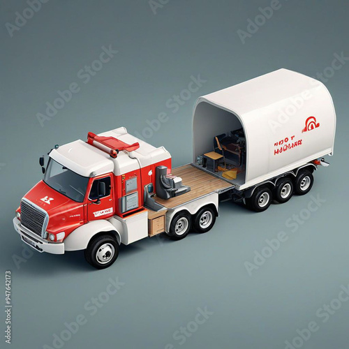 red truck isolated on white