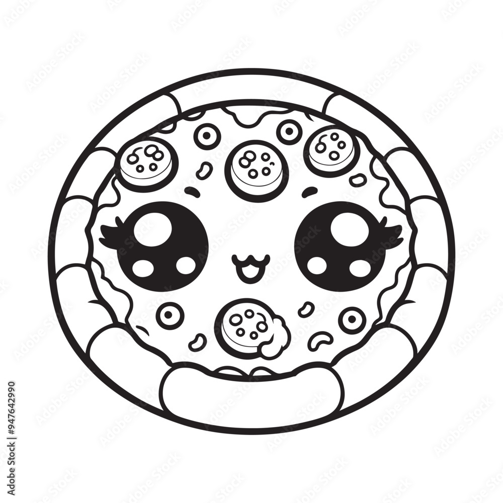cute pizza vector art outline illustration cute pizza vector art outline illustration