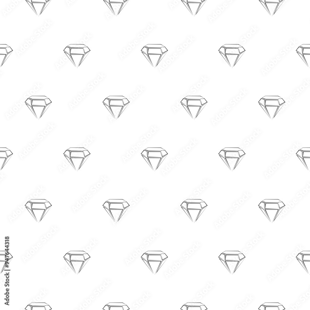 Diamond line icon seamless pattern on white Diamond line icon seamless pattern on white
