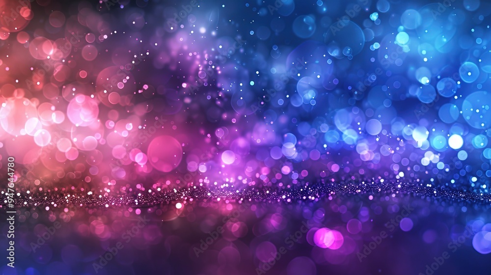Blurry bokeh lights in shades of blue and purple, with a clear area in the middle for copyspace, dreamy and elegant Blurry bokeh lights in shades of blue and purple, with a clear area in the middle for copyspace, dreamy and elegant