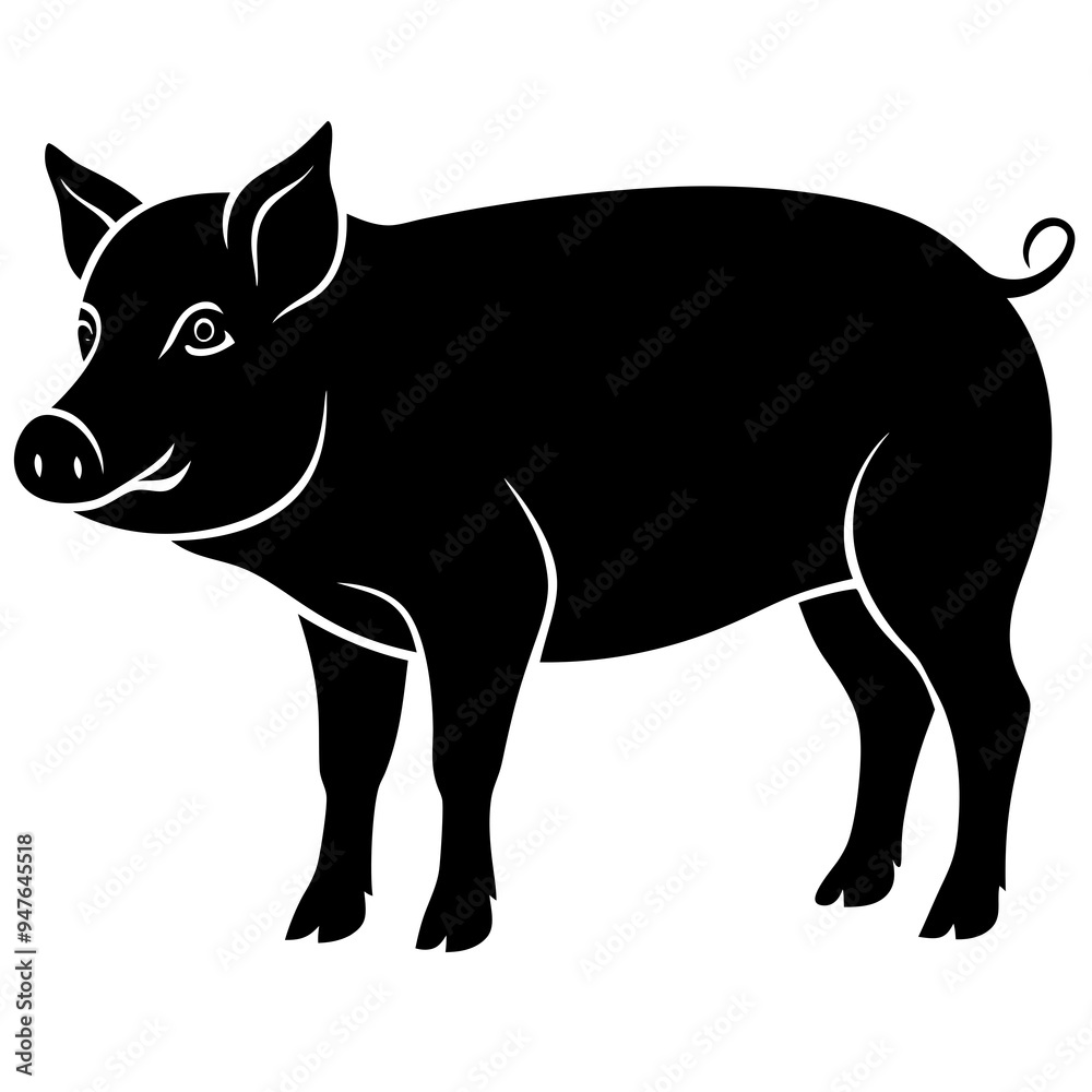 Pig Silhouette Black Vector Pig Silhouette Black Vector