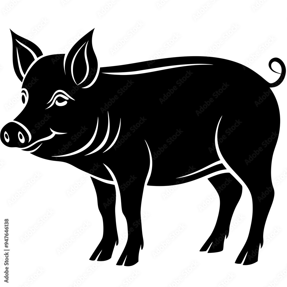 Pig Silhouette Black Vector Pig Silhouette Black Vector