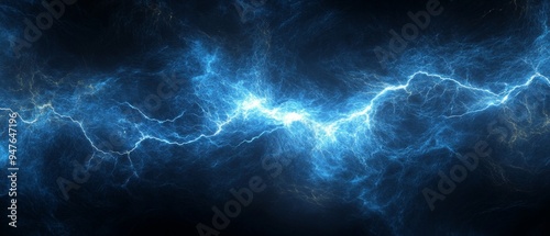 Electric Blue Lightning on Dark Abstract Background