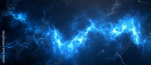 Electric Blue Lightning on Dark Abstract Background