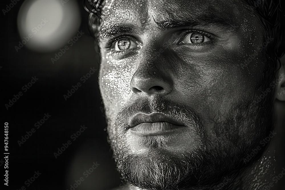 intense shot put athlete black and white portrait of muscular thrower in moment of concentration before event intense shot put athlete black and white portrait of muscular thrower in moment of concentration before event