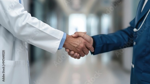 Healthcare providers shaking hands to signify their partnership and in coordinating care and managing a patient s chronic condition This image represents the importance of teamwork communication