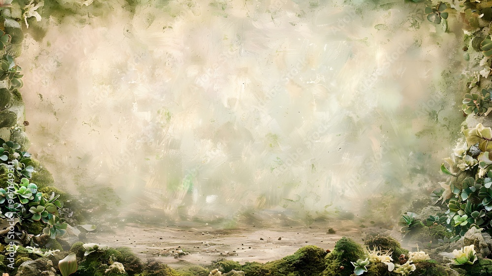 Green and Brown Watercolor Background with Greenery Green and Brown Watercolor Background with Greenery