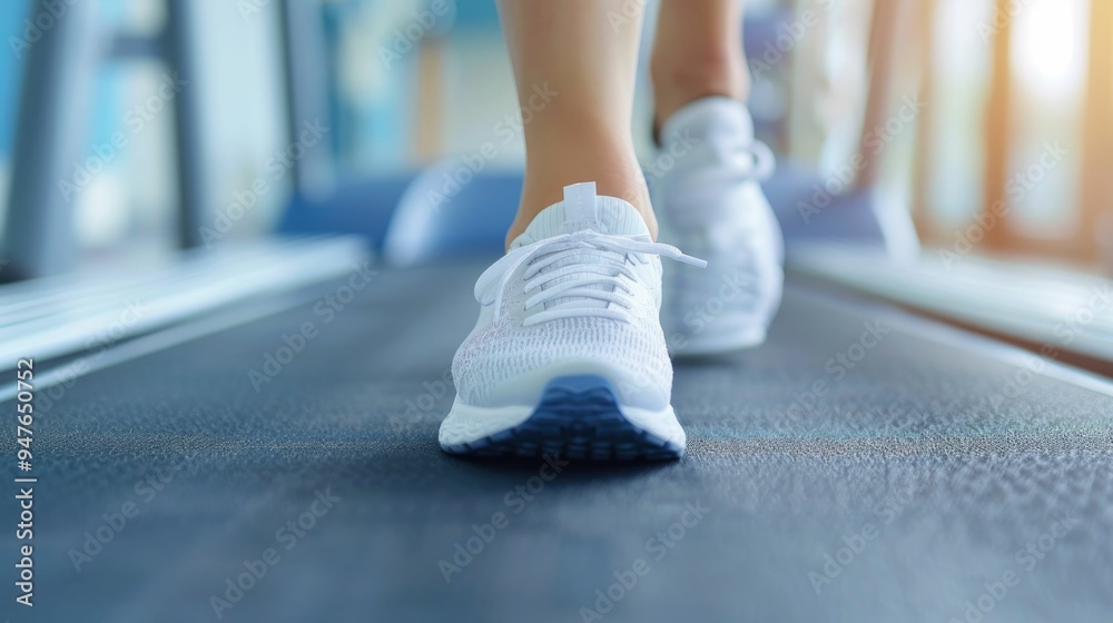 Woman engaging in a focused fitness regimen on treadmill part of a specialized program tailored for managing chronic health conditions The image showcases dedication discipline Woman engaging in a focused fitness regimen on treadmill part of a specialized program tailored for managing chronic health conditions The image showcases dedication discipline