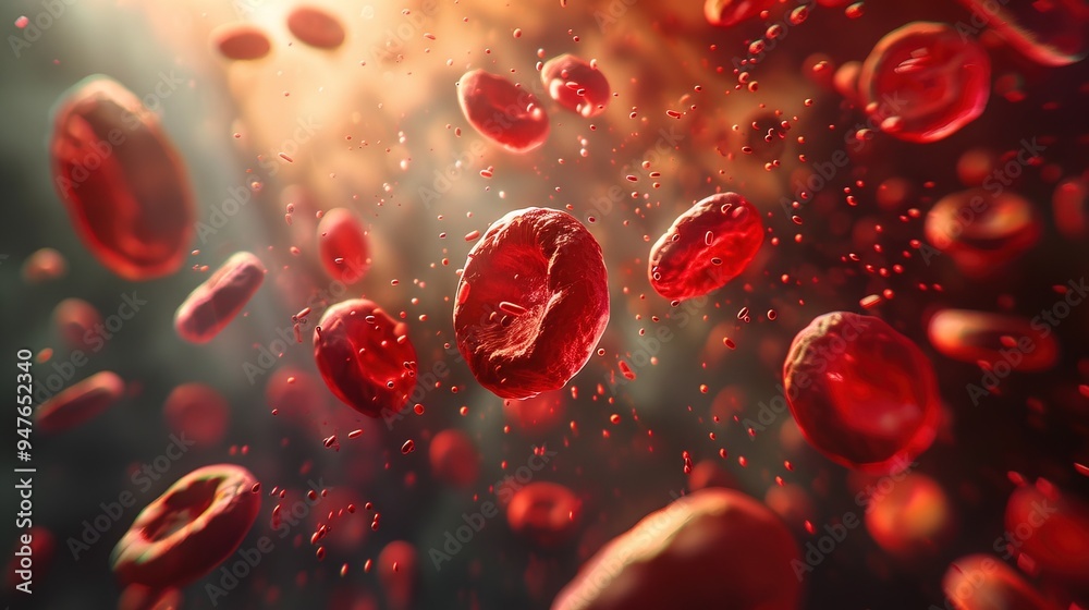 A captivating image of red blood cells floating in the air. Perfect for medical and scientific presentations or publications A captivating image of red blood cells floating in the air. Perfect for medical and scientific presentations or publications