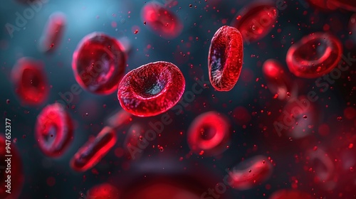 A captivating image of red blood cells floating in the air. Perfect for medical and scientific presentations or publications  photo