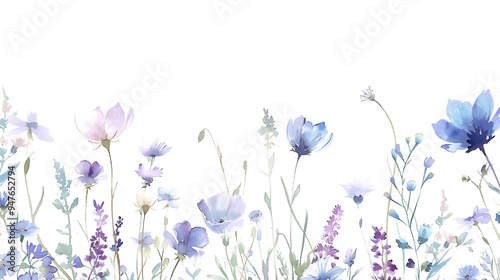 Watercolor Floral Illustration of a Meadow in Bloom