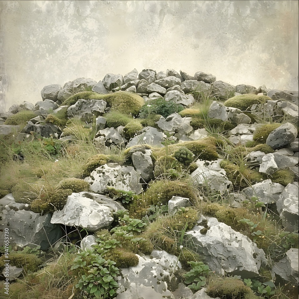 Green Moss Growing on Rocks