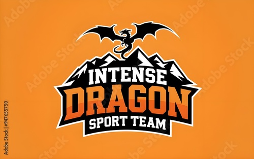 Intense and bold Dragon Sport Team Logo Design on Solid Background. photo