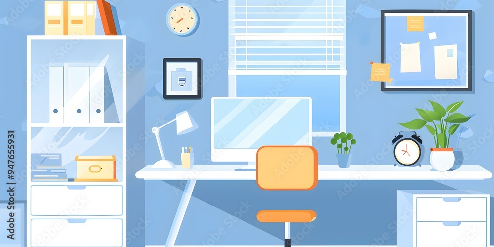 Modern Home Office Interior Design Illustration Modern Home Office Interior Design Illustration