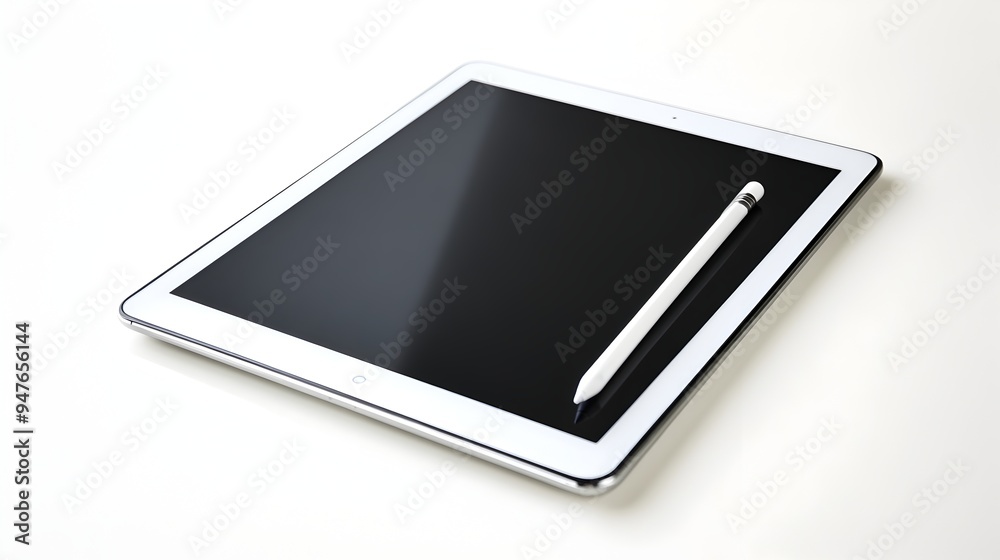 Modern Minimalist Digital Tablet or Mobile Device on White Background Modern Minimalist Digital Tablet or Mobile Device on White Background